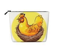 XZDLXJ Bird's Nest Golden Chicken Water-Resistant Linen-Look Single-Layer Makeup Pouch with Zipperfor Your Daily or Travel Needs, Black, One Size