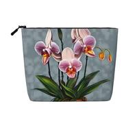 XZDLXJ Blooming Orchids Water-Resistant Linen-Look Single-Layer Makeup Pouch with Zipperfor Your Daily or Travel Needs, Black, One Size