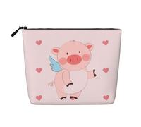 XZDLXJ cartoon flying pig Water-Resistant Linen-Look Single-Layer Makeup Pouch with Zipperfor Your Daily or Travel Needs, Black, One Size