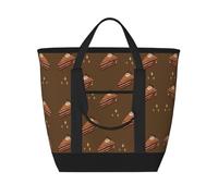 XZDLXJ Chocolate Squares Cake Large Capacity Insulated Shoulder and Tote Bag for Hot and Cold Food, Black, One Size