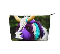 XZDLXJ Colorful cow's head Corduroy cosmetic bag, suitable for travel and daily use, Sturdy Lining, Ensures Longevity, Black, One Size