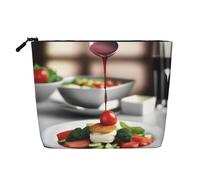 XZDLXJ Culinary Bliss Water-Resistant Linen-Look Single-Layer Makeup Pouch with Zipperfor Your Daily or Travel Needs, Black, One Size