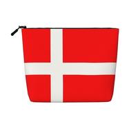 XZDLXJ Denmark Danish Flag Water-Resistant Linen-Look Single-Layer Makeup Pouch with Zipperfor Your Daily or Travel Needs, Black, One Size