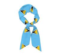 XZDLXJ Elegant Flag of Saint Lucia Long Satin Scarf for Dates, Travel, Photoshoots, Styling and Fashion, Black, One Size