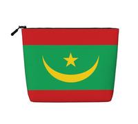 XZDLXJ Flag of Mauritania Water-Resistant Linen-Look Single-Layer Makeup Pouch with Zipperfor Your Daily or Travel Needs, Black, One Size