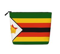 XZDLXJ Flag of Zimbabwe Water-Resistant Linen-Look Single-Layer Makeup Pouch with Zipperfor Your Daily or Travel Needs, Black, One Size