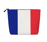 XZDLXJ French flag Water-Resistant Linen-Look Single-Layer Makeup Pouch with Zipperfor Your Daily or Travel Needs, Black, One Size