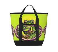 XZDLXJ Frog in a pond Large Capacity Insulated Shoulder and Tote Bag for Hot and Cold Food, Black, One Size