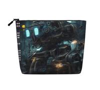 XZDLXJ Future Robot Water-Resistant Linen-Look Single-Layer Makeup Pouch with Zipperfor Your Daily or Travel Needs, Black, One Size