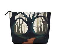 XZDLXJ GhastlyGrove Water-Resistant Linen-Look Single-Layer Makeup Pouch with Zipperfor Your Daily or Travel Needs, Black, One Size