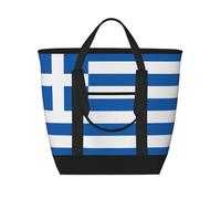 XZDLXJ Greek flag Large Capacity Insulated Shoulder and Tote Bag for Hot and Cold Food, Black, One Size