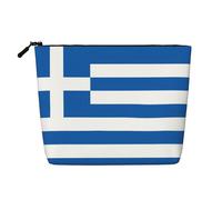 XZDLXJ Greek flag Water-Resistant Linen-Look Single-Layer Makeup Pouch with Zipperfor Your Daily or Travel Needs, Black, One Size