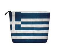 XZDLXJ greek flag Water-Resistant Linen-Look Single-Layer Makeup Pouch with Zipperfor Your Daily or Travel Needs, Black, One Size