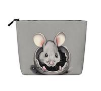 XZDLXJ Grey rat Water-Resistant Linen-Look Single-Layer Makeup Pouch with Zipperfor Your Daily or Travel Needs, Black, One Size