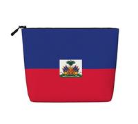 XZDLXJ Haitian flag Water-Resistant Linen-Look Single-Layer Makeup Pouch with Zipperfor Your Daily or Travel Needs, Black, One Size