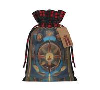 XZDLXJ Holy Visions Drawstring Burlap Bag with Plaid Fabric and Kraft Paper Tag