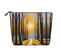 XZDLXJ Impression Sunlight Water-Resistant Linen-Look Single-Layer Makeup Pouch with Zipperfor Your Daily or Travel Needs, Black, One Size