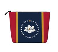 XZDLXJ Mississippi State Flag Water-Resistant Linen-Look Single-Layer Makeup Pouch with Zipperfor Your Daily or Travel Needs, Black, One Size