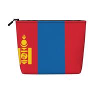 XZDLXJ Mongolian flag Water-Resistant Linen-Look Single-Layer Makeup Pouch with Zipperfor Your Daily or Travel Needs, Black, One Size