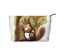 XZDLXJ Nut-eating squirrel Corduroy cosmetic bag, suitable for travel and daily use, Sturdy Lining, Ensures Longevity, Black, One Size