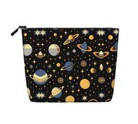 XZDLXJ Planet in the Dark Water-Resistant Linen-Look Single-Layer Makeup Pouch with Zipperfor Your Daily or Travel Needs, Black, One Size