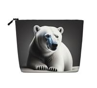 XZDLXJ Portrait of a polar bear Water-Resistant Linen-Look Single-Layer Makeup Pouch with Zipperfor Your Daily or Travel Needs, Black, One Size