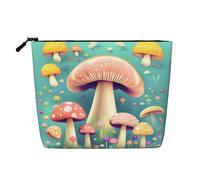 XZDLXJ Pretty little mushrooms Water-Resistant Linen-Look Single-Layer Makeup Pouch with Zipperfor Your Daily or Travel Needs, Black, One Size