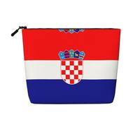 XZDLXJ Republic of Croatia flag Water-Resistant Linen-Look Single-Layer Makeup Pouch with Zipperfor Your Daily or Travel Needs, Black, One Size