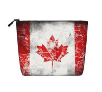 XZDLXJ Retro Canada Flag Water-Resistant Linen-Look Single-Layer Makeup Pouch with Zipperfor Your Daily or Travel Needs, Black, One Size