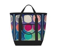XZDLXJ Round color palette Large Capacity Insulated Shoulder and Tote Bag for Hot and Cold Food, Black, One Size