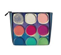 XZDLXJ Round color palette Water-Resistant Linen-Look Single-Layer Makeup Pouch with Zipperfor Your Daily or Travel Needs, Black, One Size