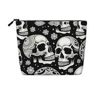 XZDLXJ Skull with clues on the head Water-Resistant Linen-Look Single-Layer Makeup Pouch with Zipperfor Your Daily or Travel Needs, Black, One Size
