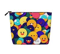 XZDLXJ Smiling face Water-Resistant Linen-Look Single-Layer Makeup Pouch with Zipperfor Your Daily or Travel Needs, Black, One Size
