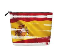 XZDLXJ Spain Flag Water-Resistant Linen-Look Single-Layer Makeup Pouch with Zipperfor Your Daily or Travel Needs, Black, One Size