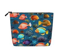 XZDLXJ Submarine reef fish Water-Resistant Linen-Look Single-Layer Makeup Pouch with Zipperfor Your Daily or Travel Needs, Black, One Size