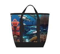 XZDLXJ Submarine shark coral Large Capacity Insulated Shoulder and Tote Bag for Hot and Cold Food, Black, One Size