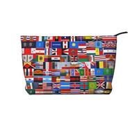 XZDLXJ Various flags Corduroy cosmetic bag, suitable for travel and daily use, Sturdy Lining, Ensures Longevity, Black, One Size