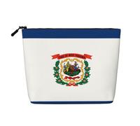 XZDLXJ West Virginia Flag Water-Resistant Linen-Look Single-Layer Makeup Pouch with Zipperfor Your Daily or Travel Needs, Black, One Size