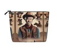 XZDLXJ Western Icons Water-Resistant Linen-Look Single-Layer Makeup Pouch with Zipperfor Your Daily or Travel Needs, Black, One Size