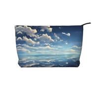 XZDLXJ White clouds over the sea Corduroy cosmetic bag, suitable for travel and daily use, Sturdy Lining, Ensures Longevity, Black, One Size