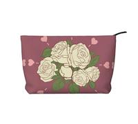 XZDLXJ White Rose of Love Corduroy cosmetic bag, suitable for travel and daily use, Sturdy Lining, Ensures Longevity, Black, One Size