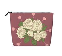 XZDLXJ White Rose of Love Water-Resistant Linen-Look Single-Layer Makeup Pouch with Zipperfor Your Daily or Travel Needs, Black, One Size