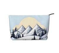 XZDLXJ White Snowy Mountains Corduroy cosmetic bag, suitable for travel and daily use, Sturdy Lining, Ensures Longevity, Black, One Size