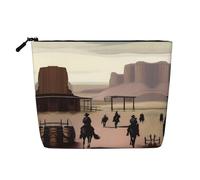 XZDLXJ Wild West Life Water-Resistant Linen-Look Single-Layer Makeup Pouch with Zipperfor Your Daily or Travel Needs, Black, One Size