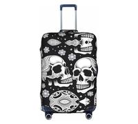 XZDLYY Skull with clues on the head Suitcase Cover with Invisible Zipper, for Business and Travel, Without Suitcase, White, L