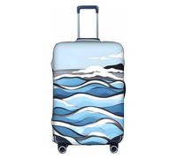XZDLYY Waves lapping at the rocks Suitcase Cover with Invisible Zipper, for Business and Travel, Without Suitcase, White, L