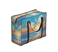 XZDPY seagulls by the sea Large Capacity Polyester Shopping Tote Bag Full Print Foldable For Outdoor Camping Beach Travel