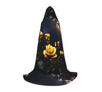 XZDZDG Beautiful yellow roses Hooded Cape Small Cosplay Cloak, Halloween Costume, Role Play, Theme Party, Stage Performance