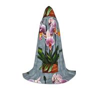 XZDZDG Blooming Orchids Hooded Cape Large Cosplay Cloak, Halloween Costume, Role Play, Theme Party, Stage Performance
