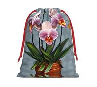 XZDZDG Blooming Orchids Soft Plush Drawstring Storage Bag for Festivals and Everyday Use